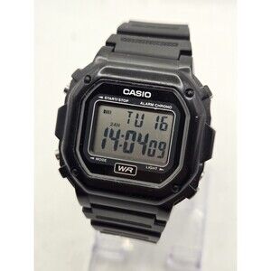 Casio F-108WH Illuminator Digital Watch Mens 42mm Black Resin Alarm Chrono Light